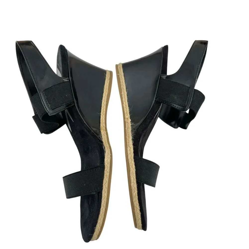 AK Sport Women's Florence Elastic Strap Espadrille Wedge Heels Black Size 8M